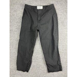 Frank & Eileen Pants Womens 12 Black Kinsale Linen Blend Cropped Ankle Chinos